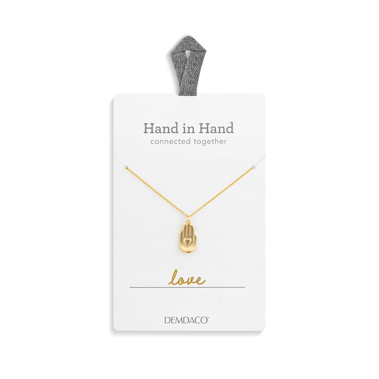 Gold Hand and Heart Necklace - 16in thumbnail