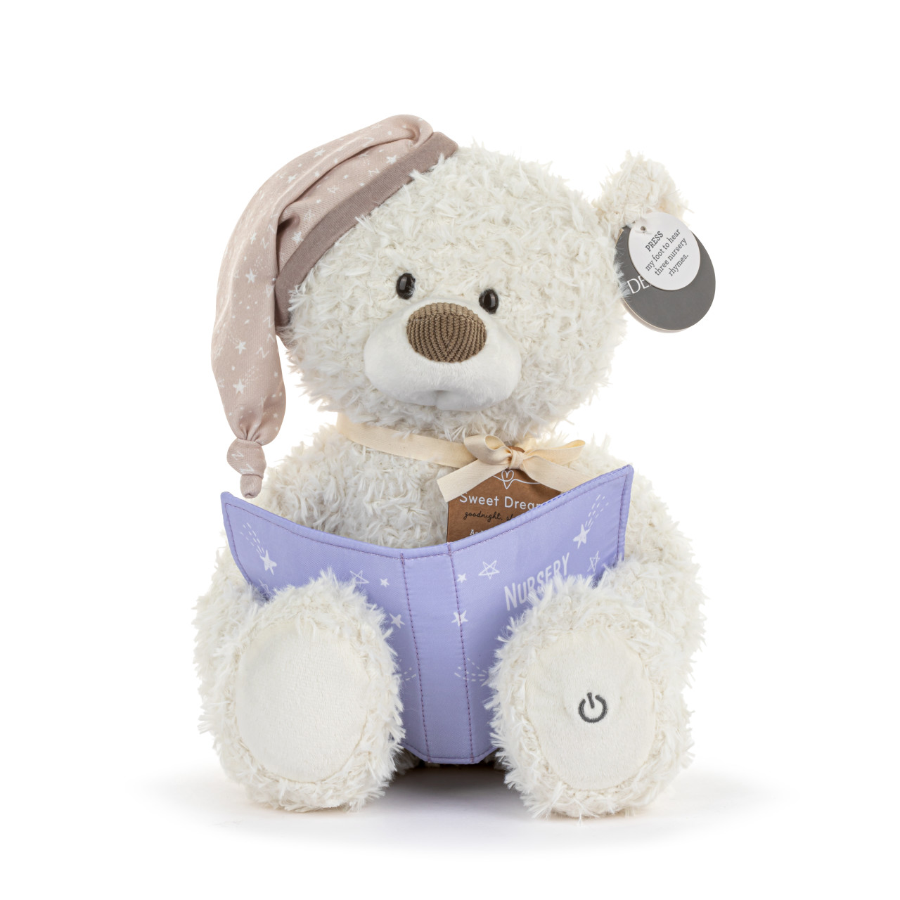 Nursery Rhymes Cream Mechanical Plush Bear - Book 4in, Bear 16in thumbnail