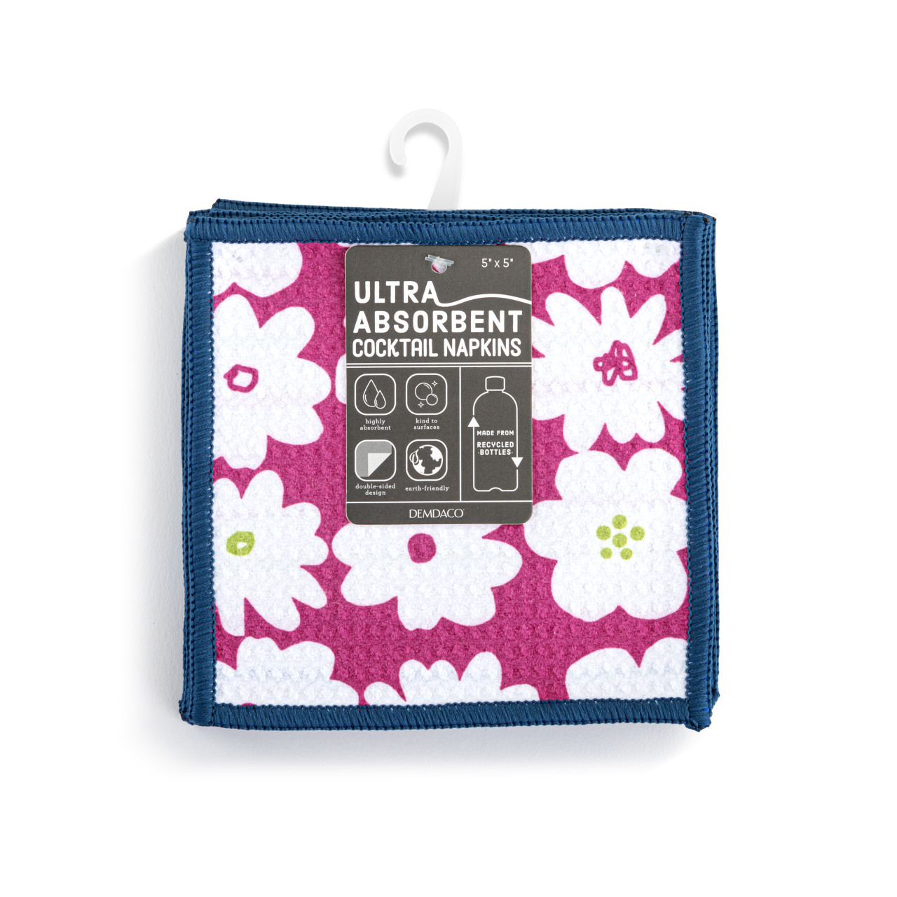 Fuchsia Floral Absorbent Cocktail Napkins Set of 8 thumbnail