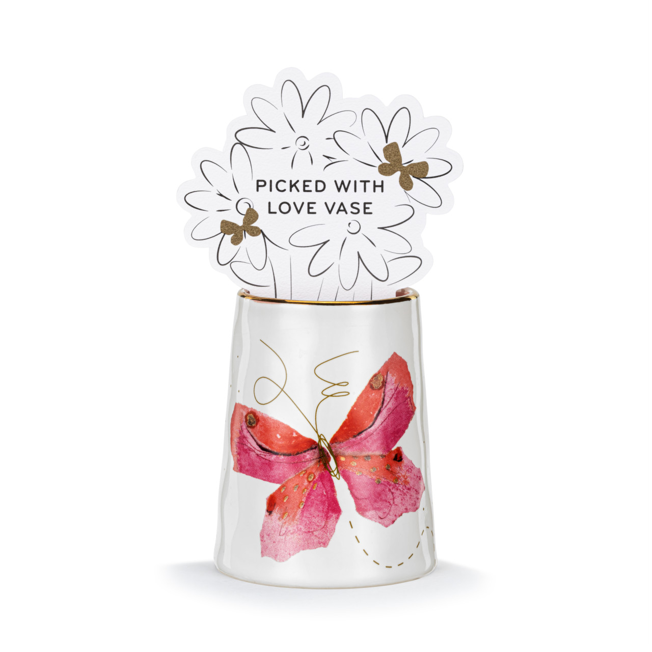 Pink Butterfly Picked With Love Vase - 2x3in thumbnail