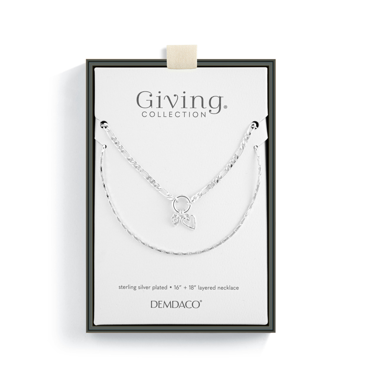 Heart + Cross Silver Charm Layered Necklace - 16in thumbnail