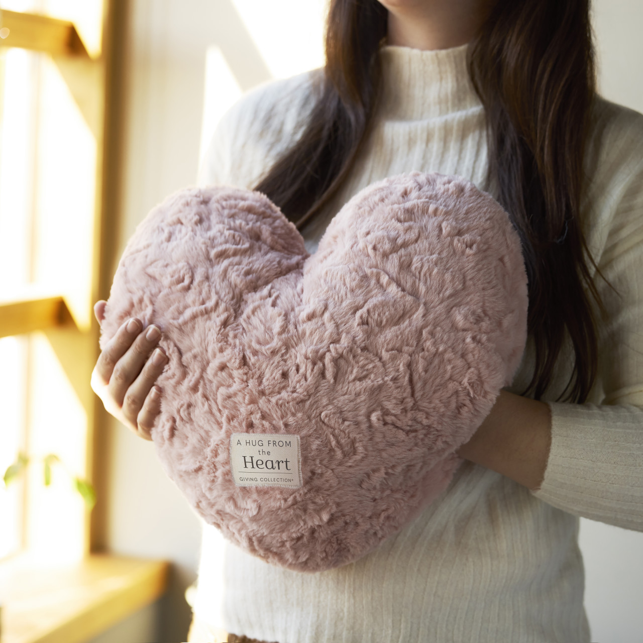 Snuggle Heart Coral Weighted Pillow -14x12in thumbnail