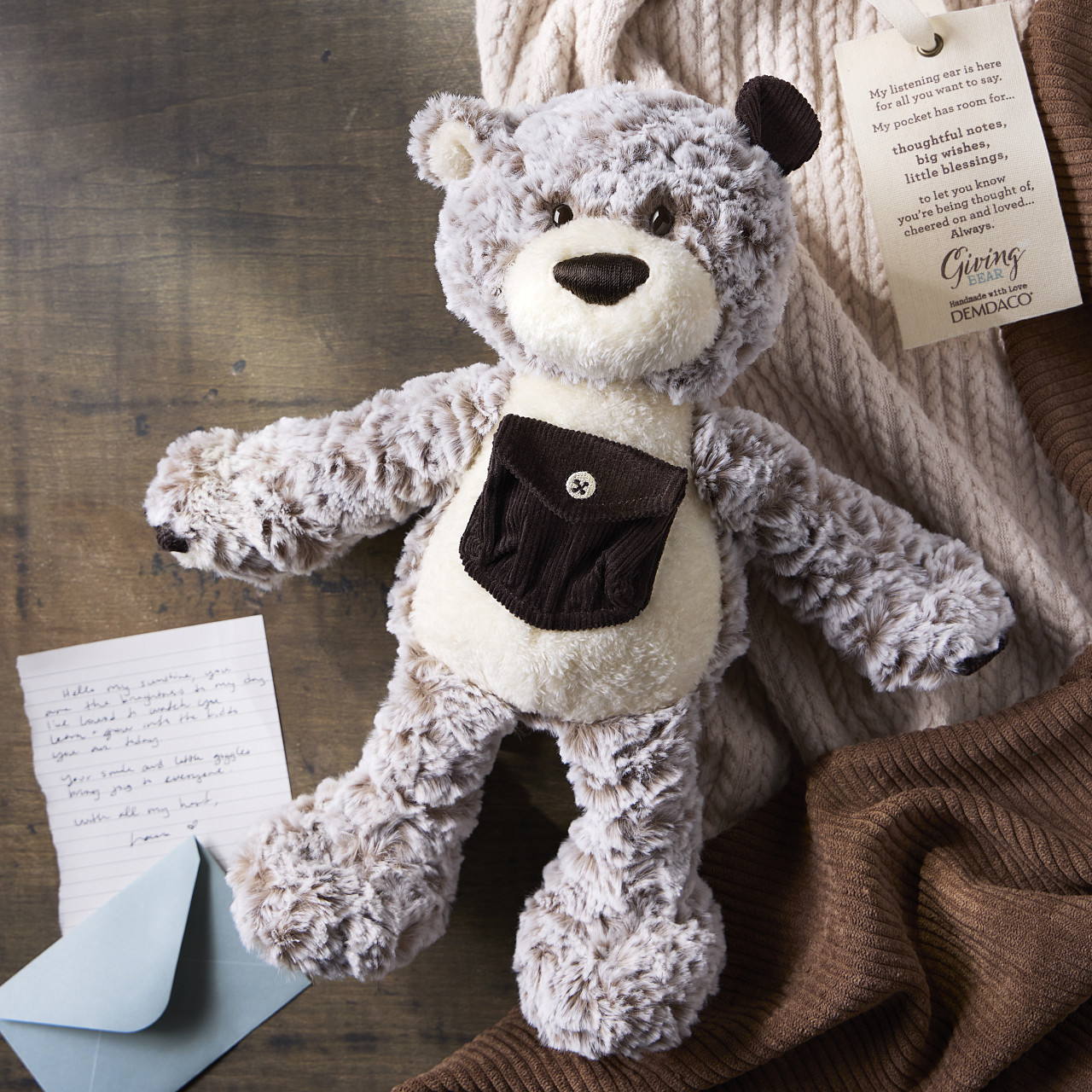 Blessings to You Brown Giving Bear - 11in thumbnail