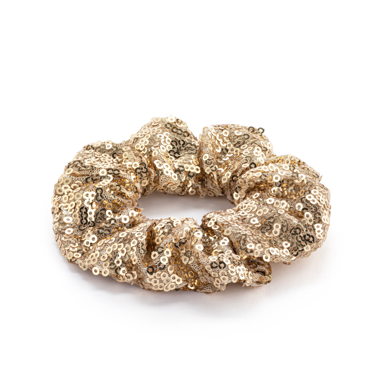 Gold Sequined Hair Scrunchie - 4in thumbnail