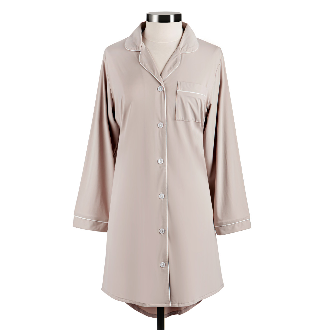 Large Long Sleeve Gray Cooling Night Shirt thumbnail