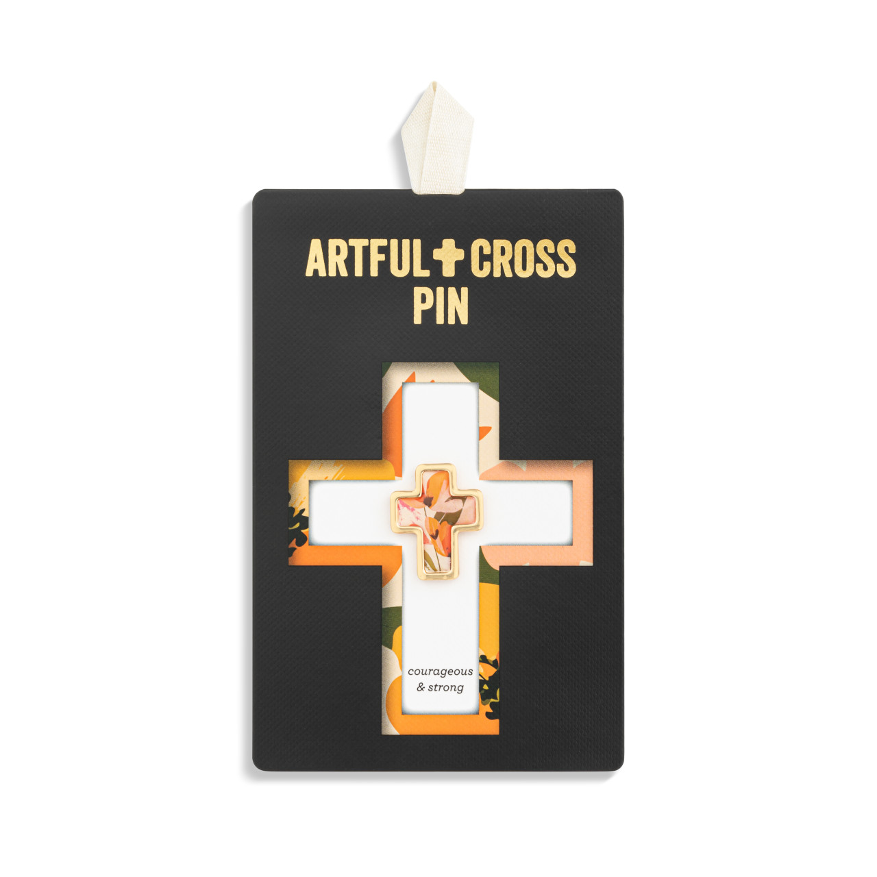 Artful Cross Courageous & Strong Pin thumbnail