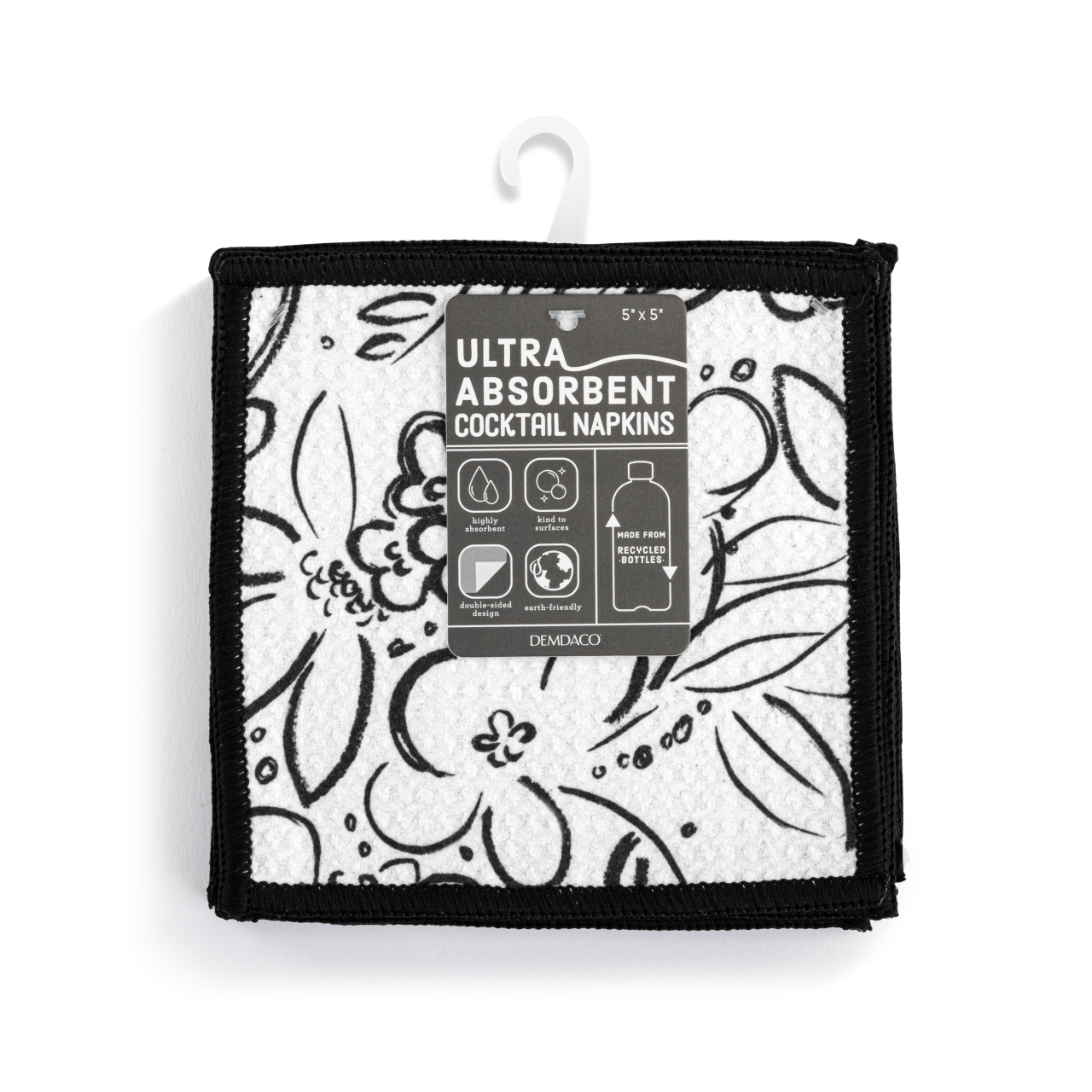 Modern Floral Absorbent Cocktail Napkins Set of 8 thumbnail