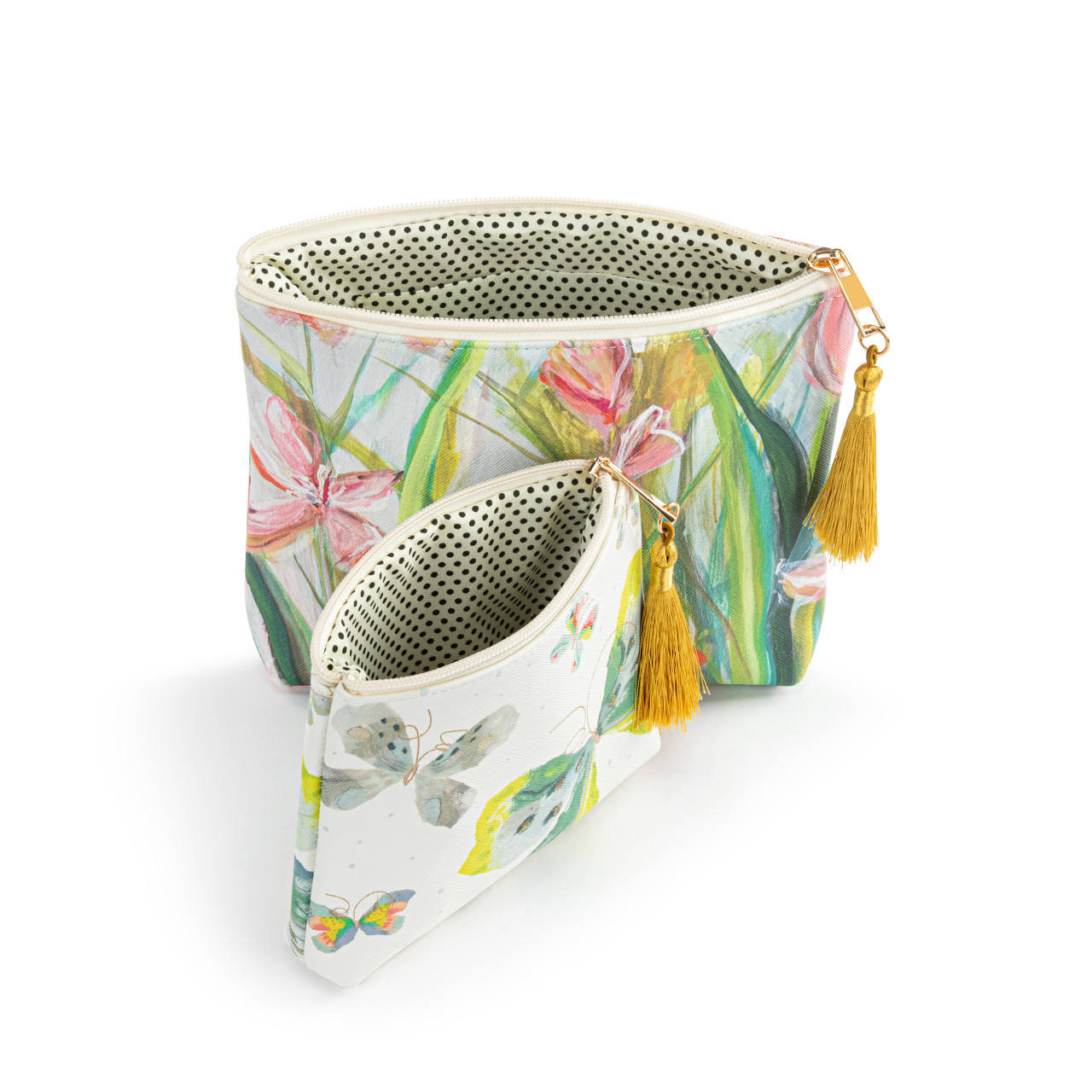 Floral + Butterfly Zip Pouch Set of 2 thumbnail