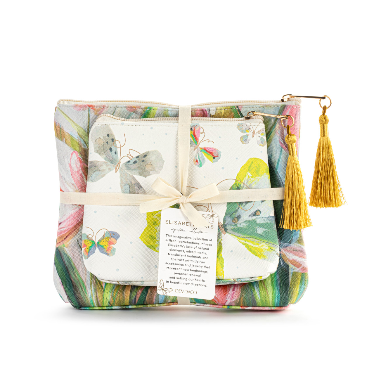 Floral + Butterfly Zip Pouch Set of 2 thumbnail