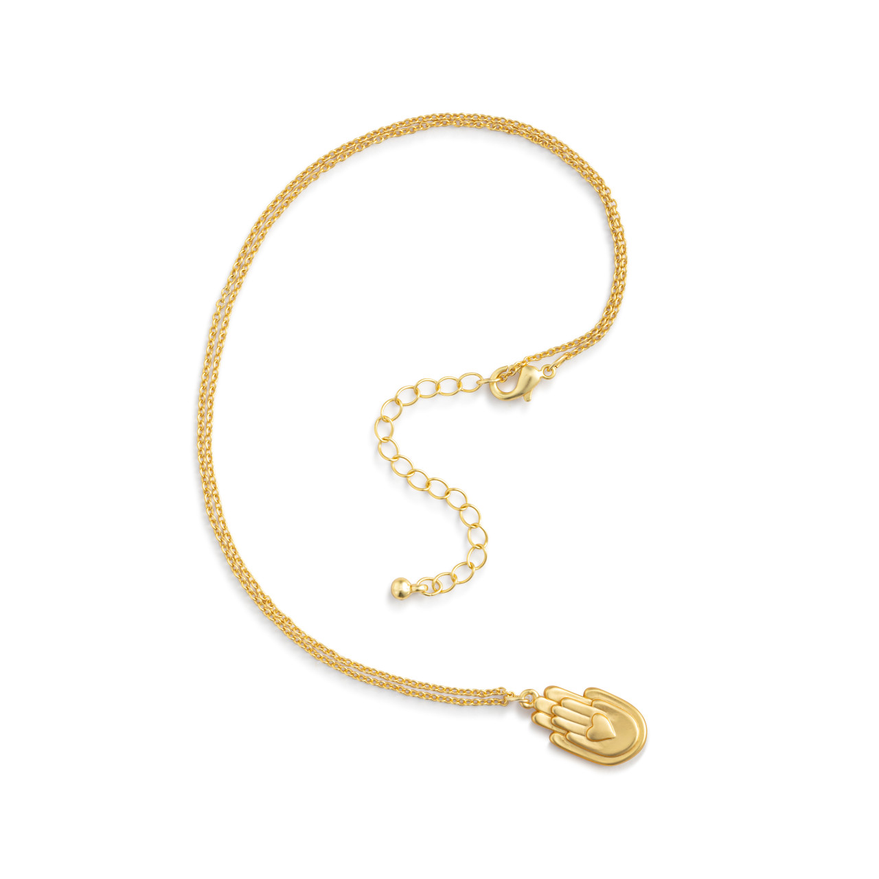 Gold Two Hands and Heart Necklace - 16in thumbnail