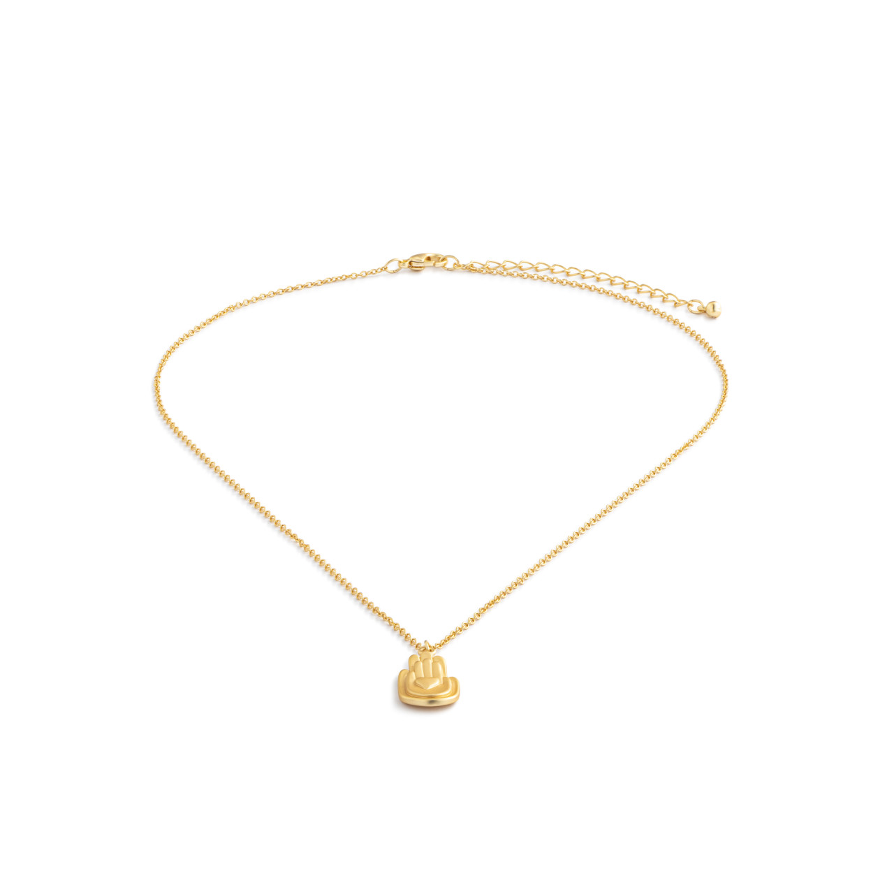 Gold Two Hands and Heart Necklace - 16in thumbnail