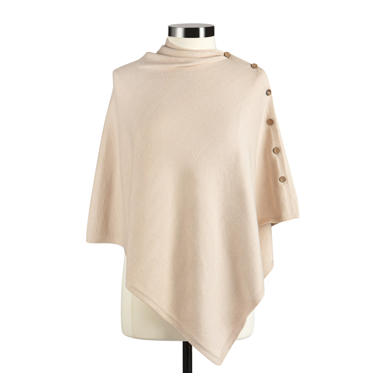 Side Button Oatmeal Wrap Poncho - 25x54in thumbnail