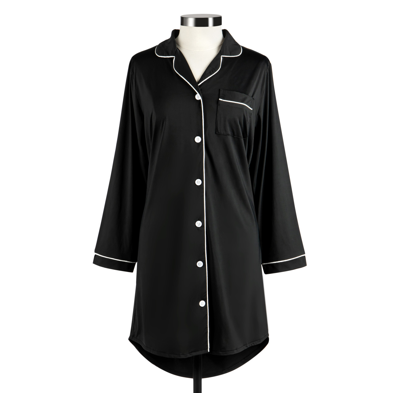 Large Long Sleeve Black Cooling Night Shirt thumbnail