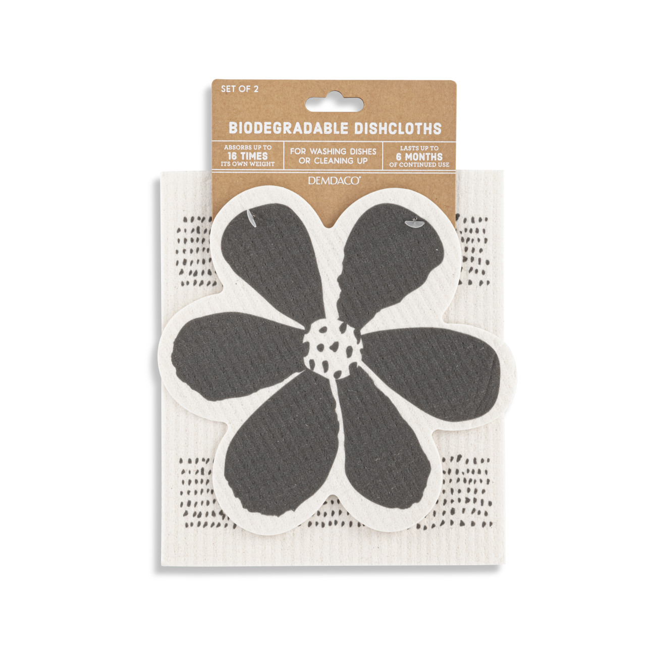 Black & White Floral Shaped Biodegradable Dish Cloths thumbnail