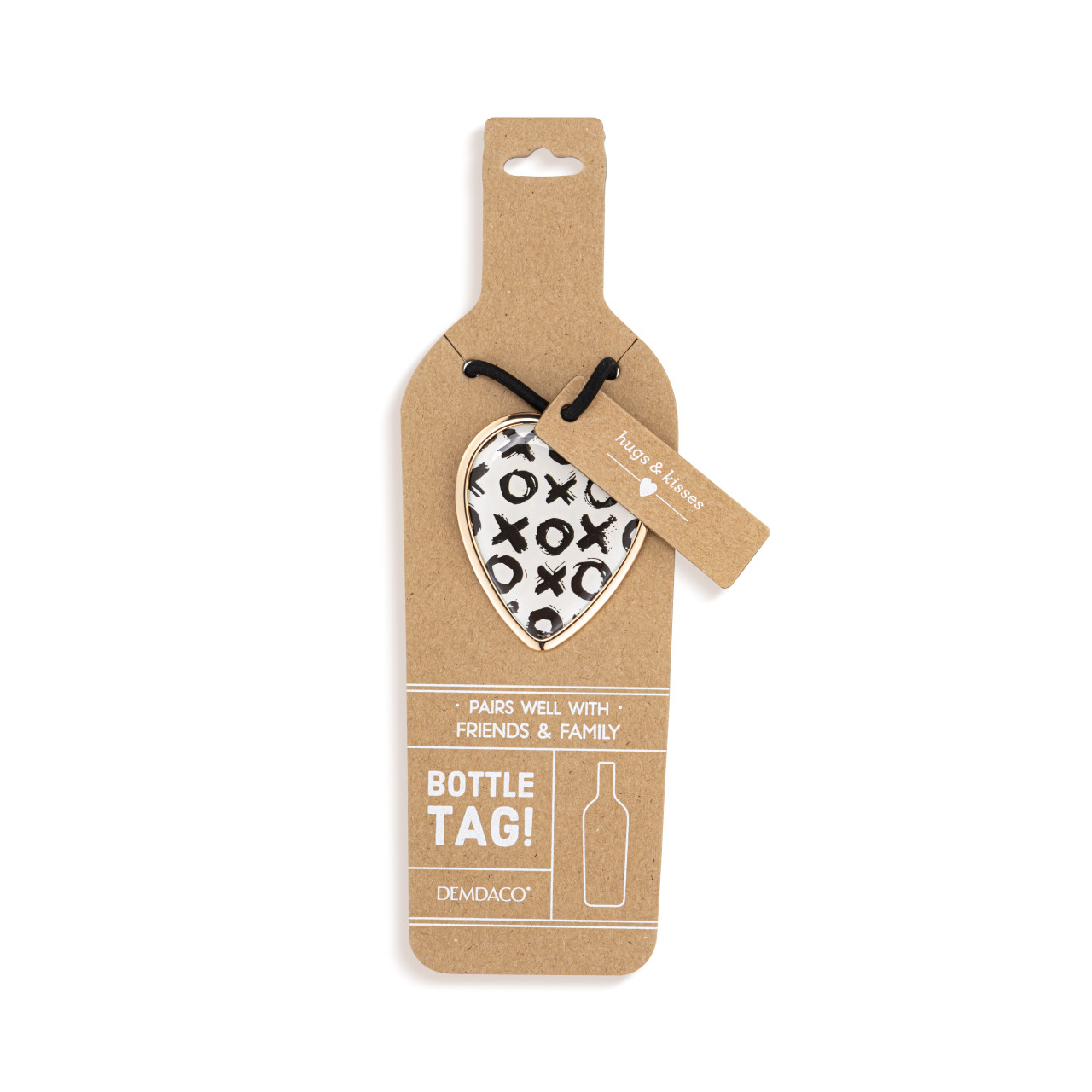 Hugs & Kisses Heart Bottle Tag - 2in thumbnail