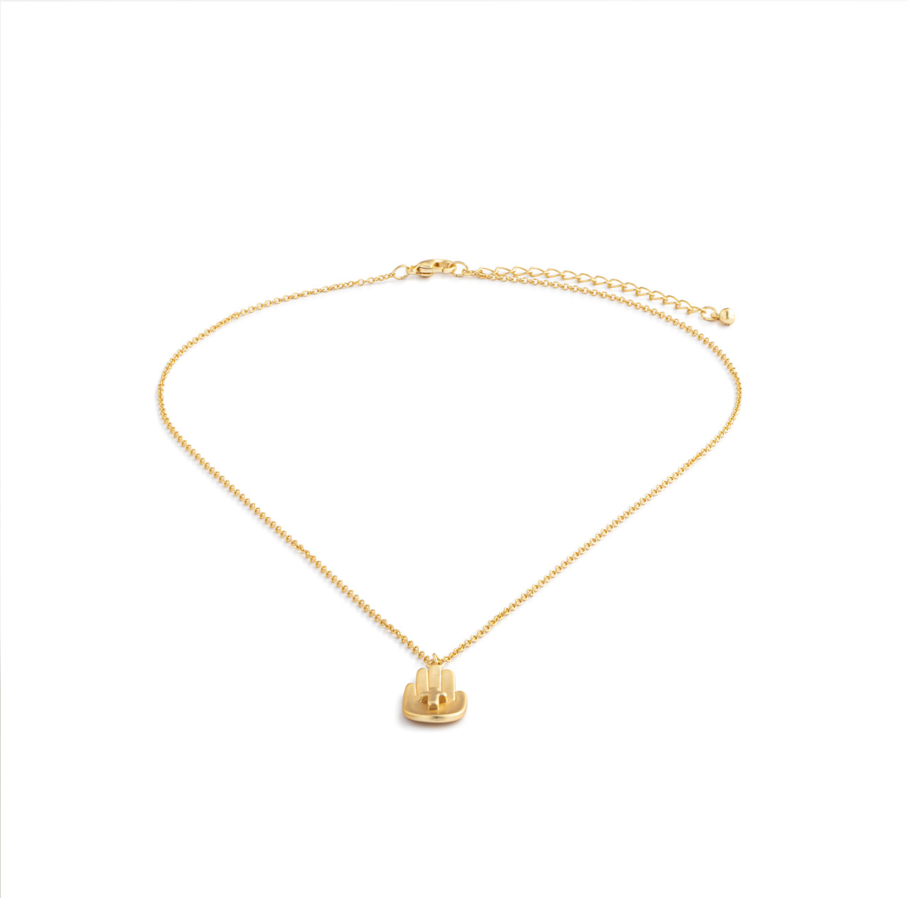 Gold Hand and Cross Necklace - 16in thumbnail