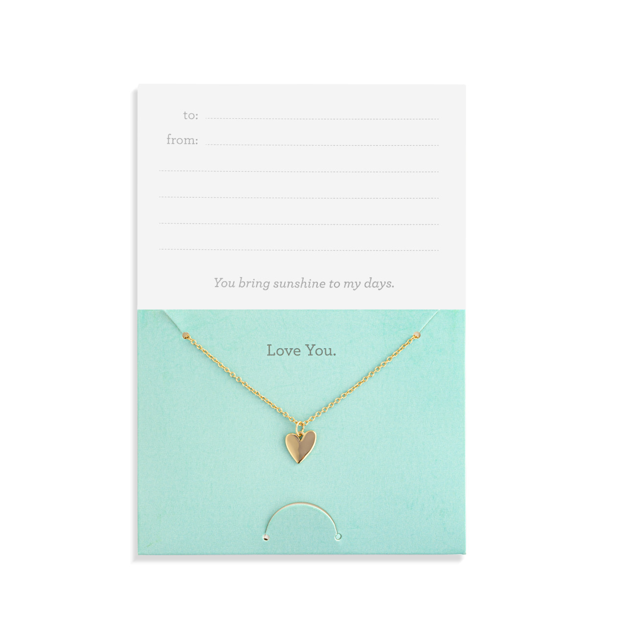 Love You Floral Card & Gold Heart Necklace-16in thumbnail