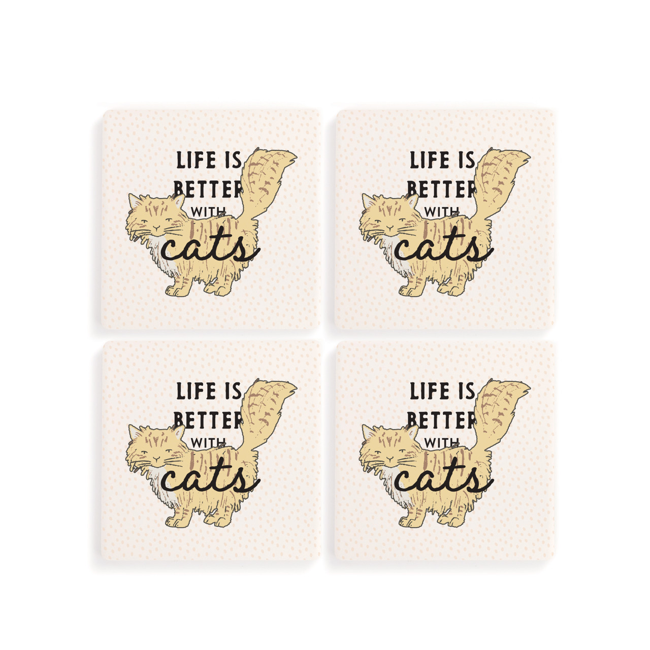 Yellow Cat Coasters - Set of 4 thumbnail