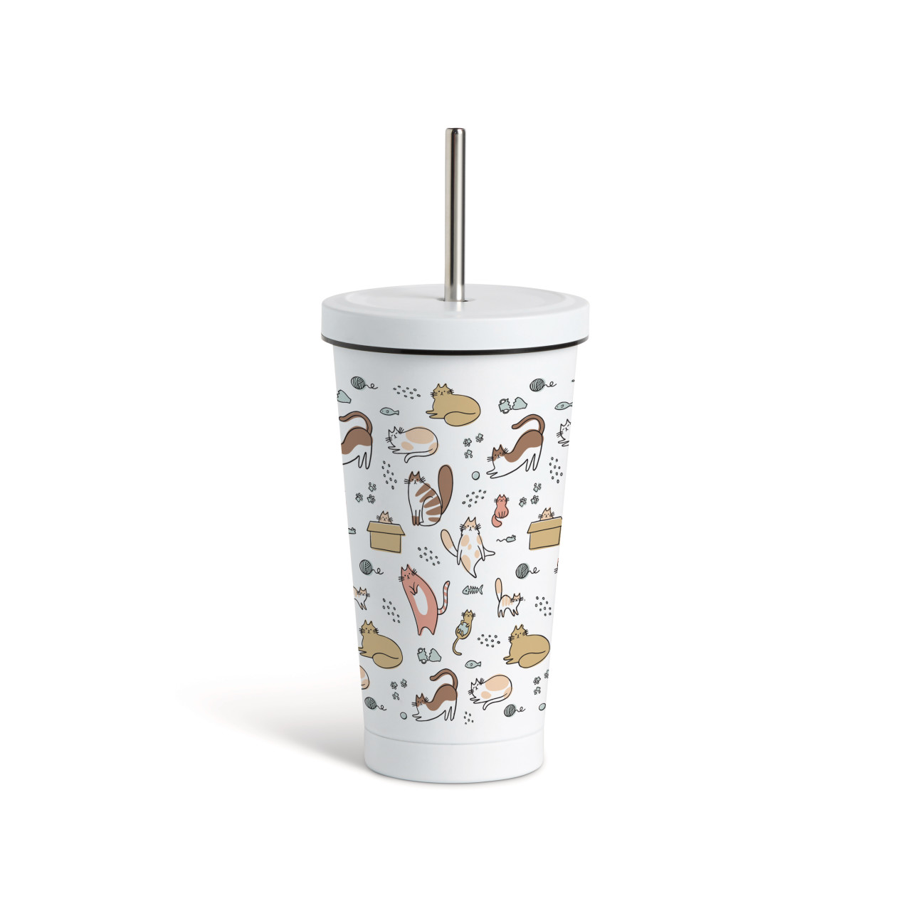 Cats Tumbler with Straw - White 16oz thumbnail