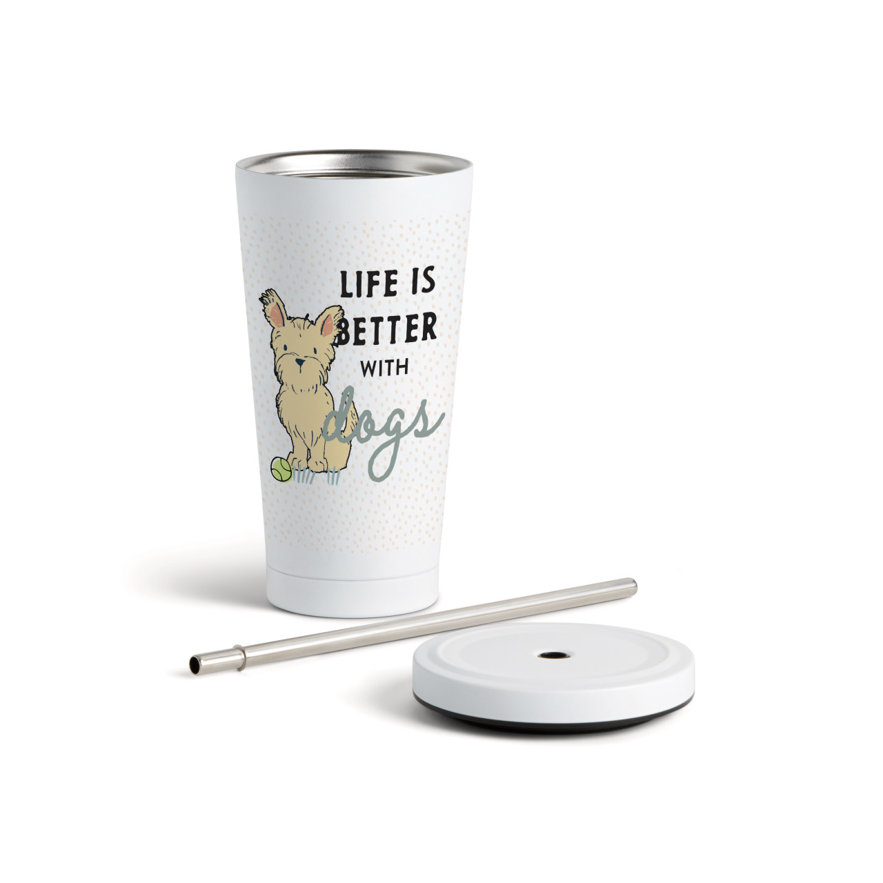 Westie Dog Tumbler with Straw - White 16oz thumbnail