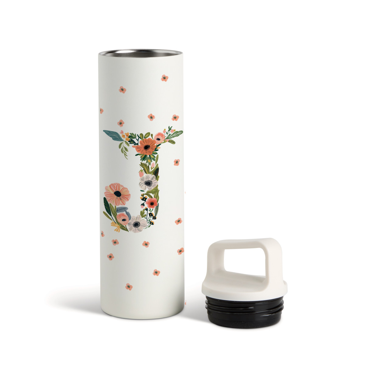 J Monogram Water Bottle - White 20oz thumbnail