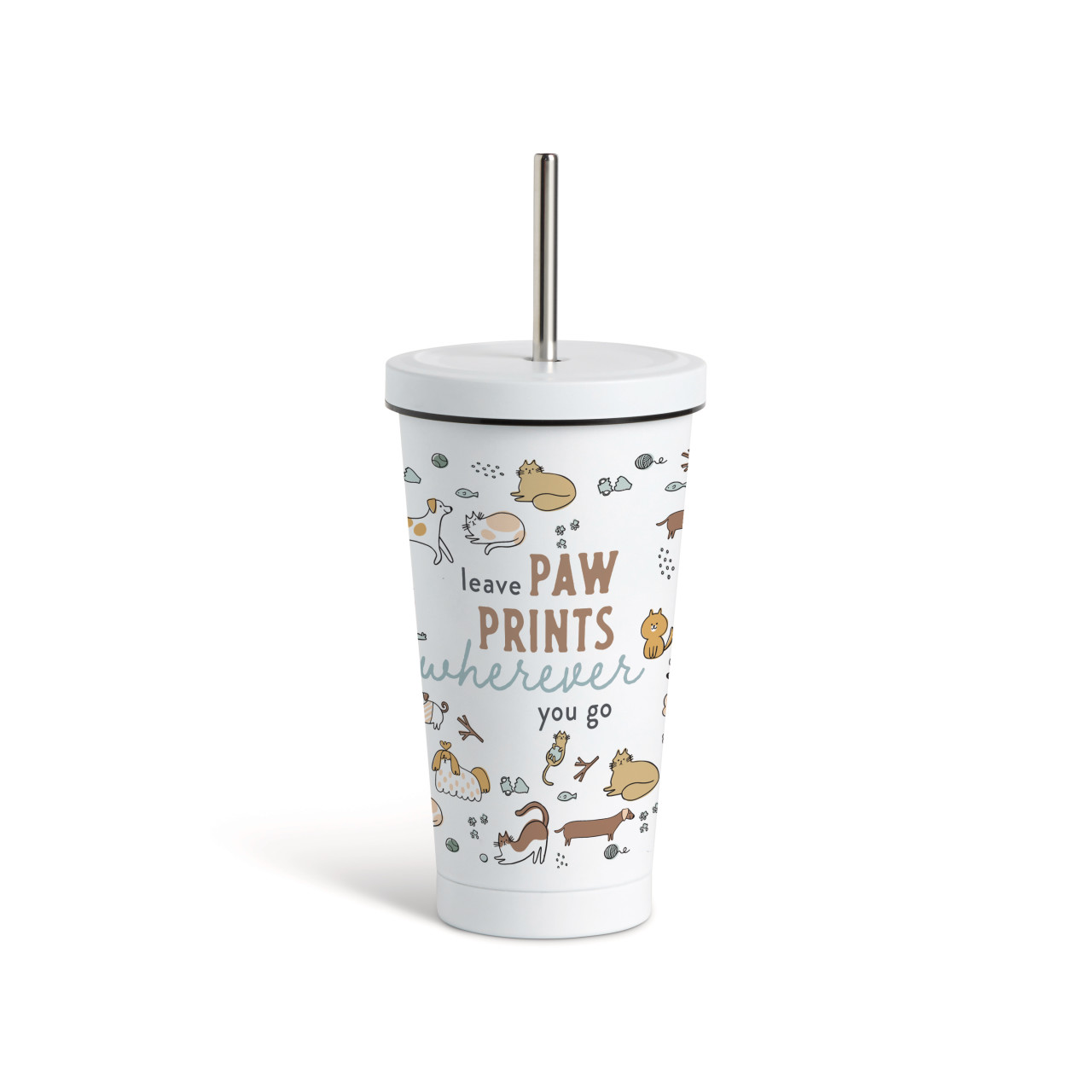 Leave Dog Tumbler with Straw - White 16oz thumbnail