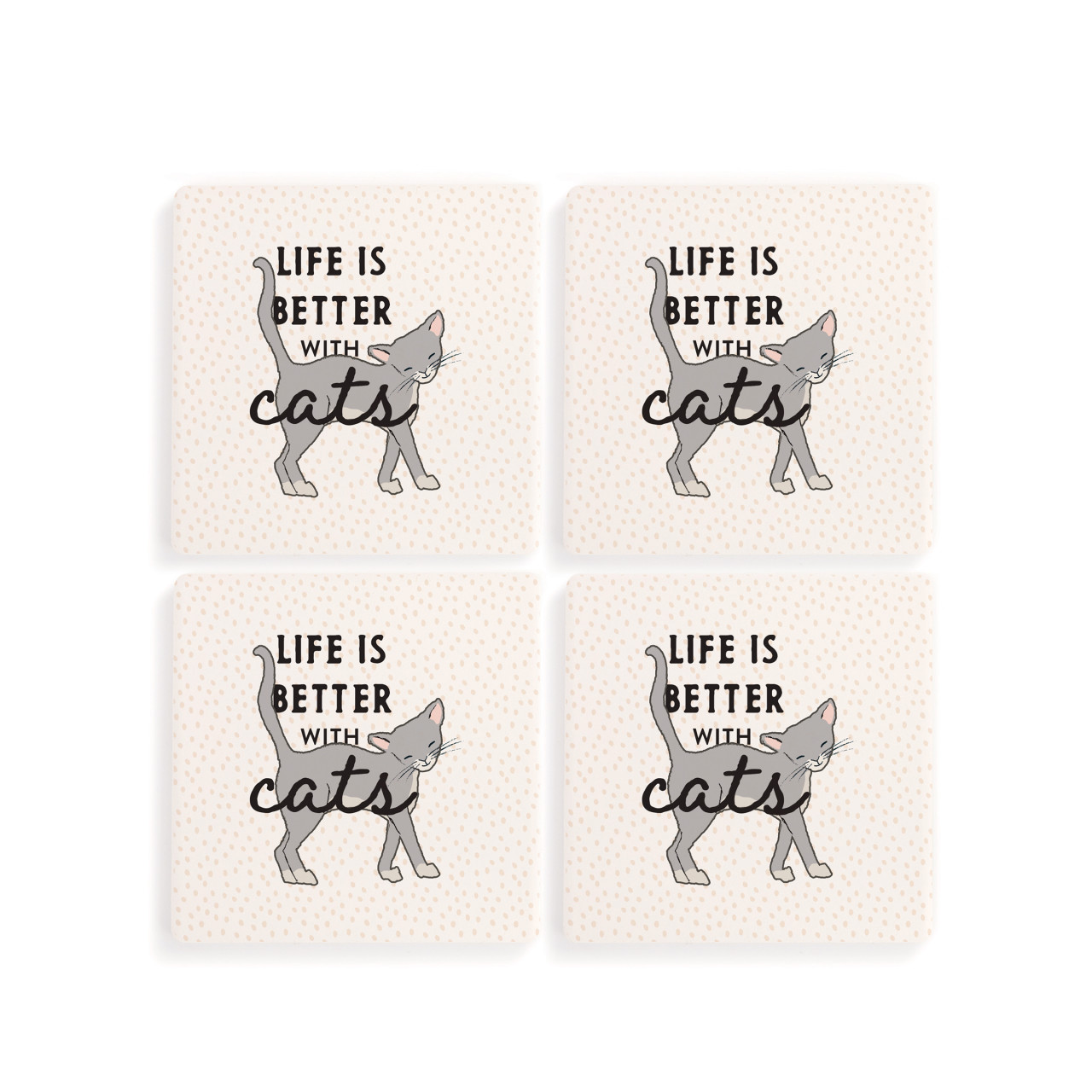 Gray Cat Coasters - Set of 4 thumbnail