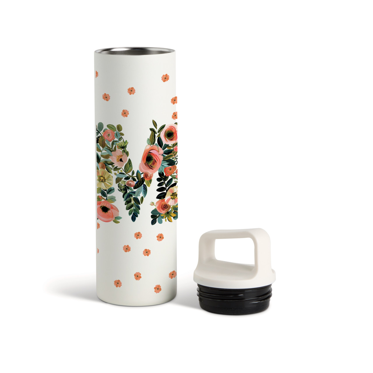 M Monogram Water Bottle - White 20oz thumbnail