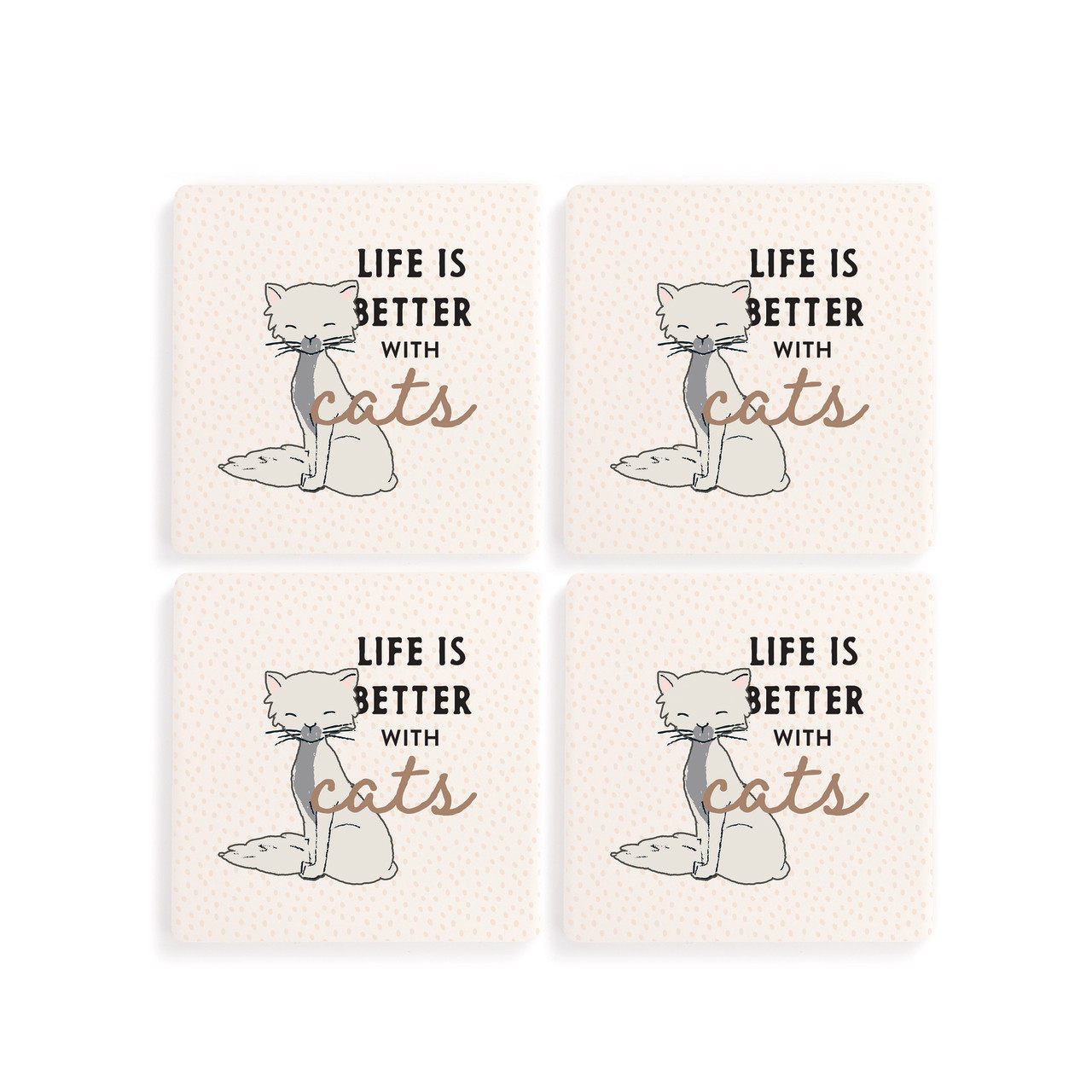 White Cat Coasters - Set of 4 thumbnail