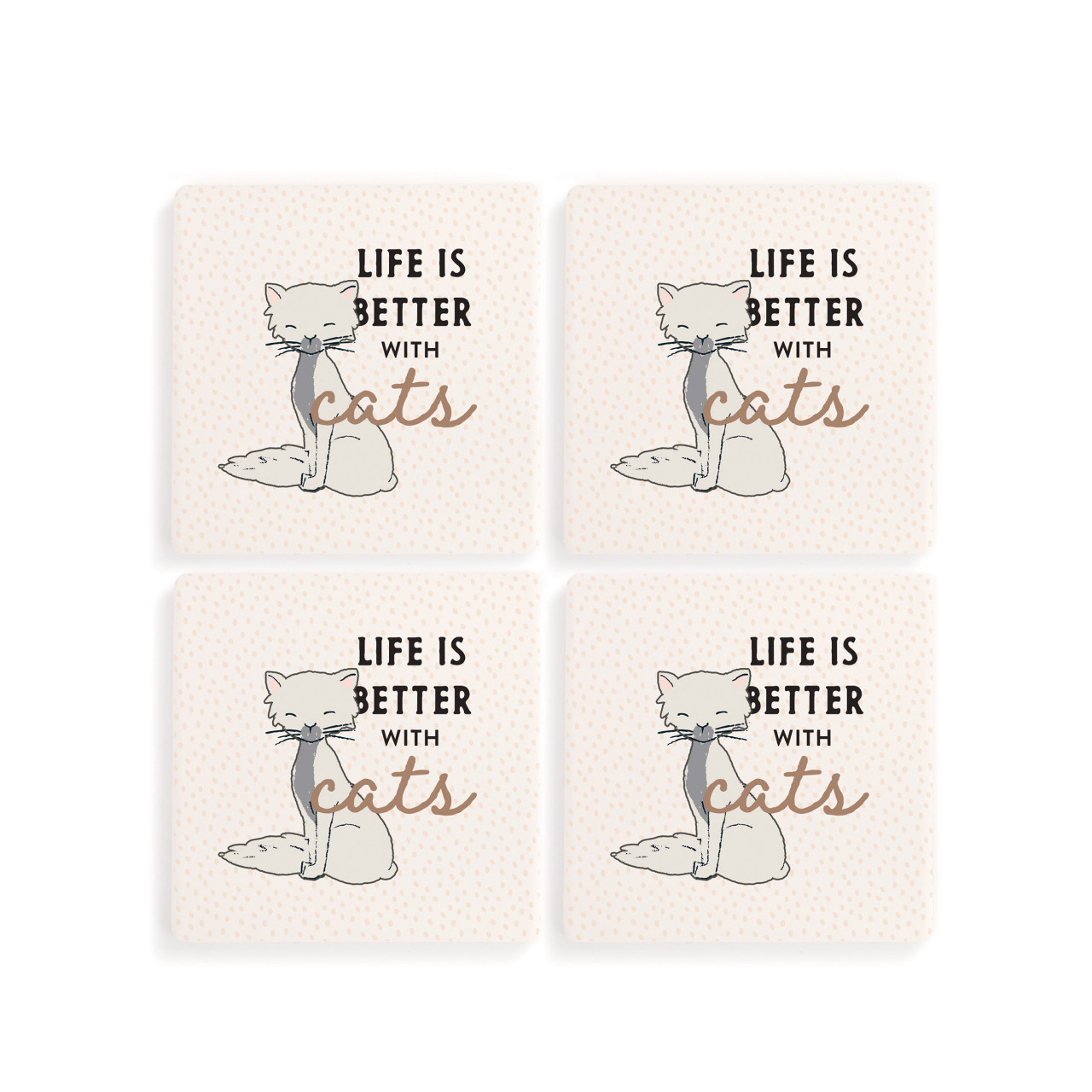 White Cat Coasters - Set of 4 thumbnail