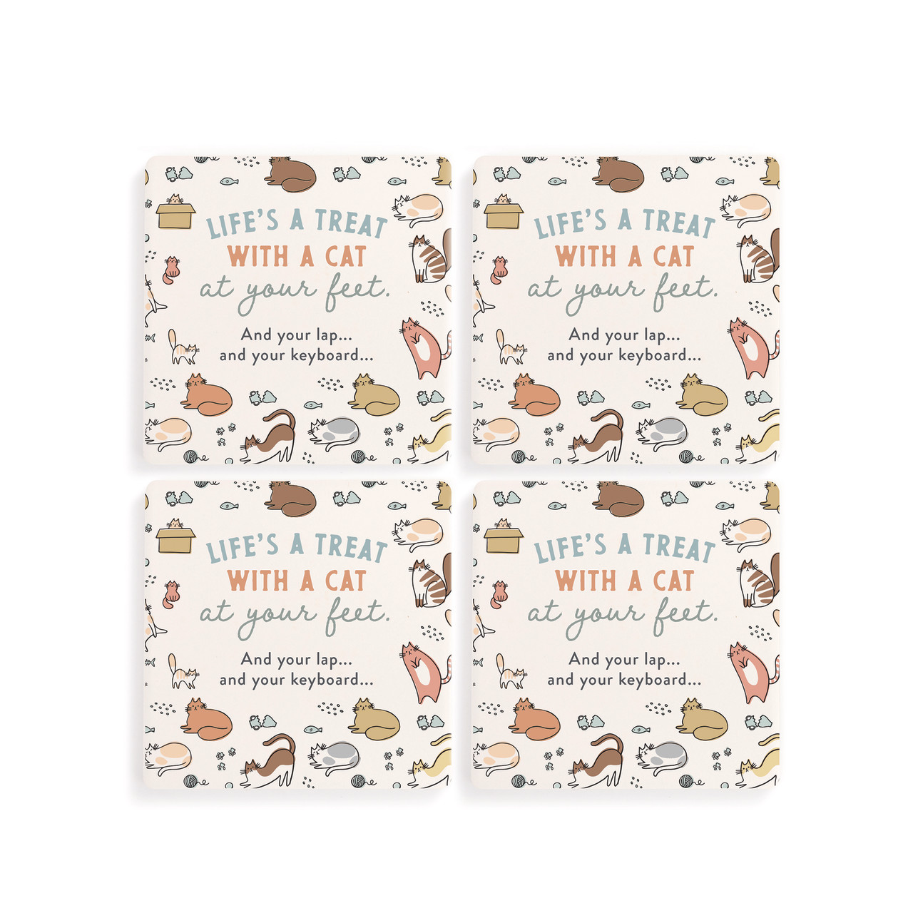 Life's a Treat Cat Coasters - Set of 4 thumbnail