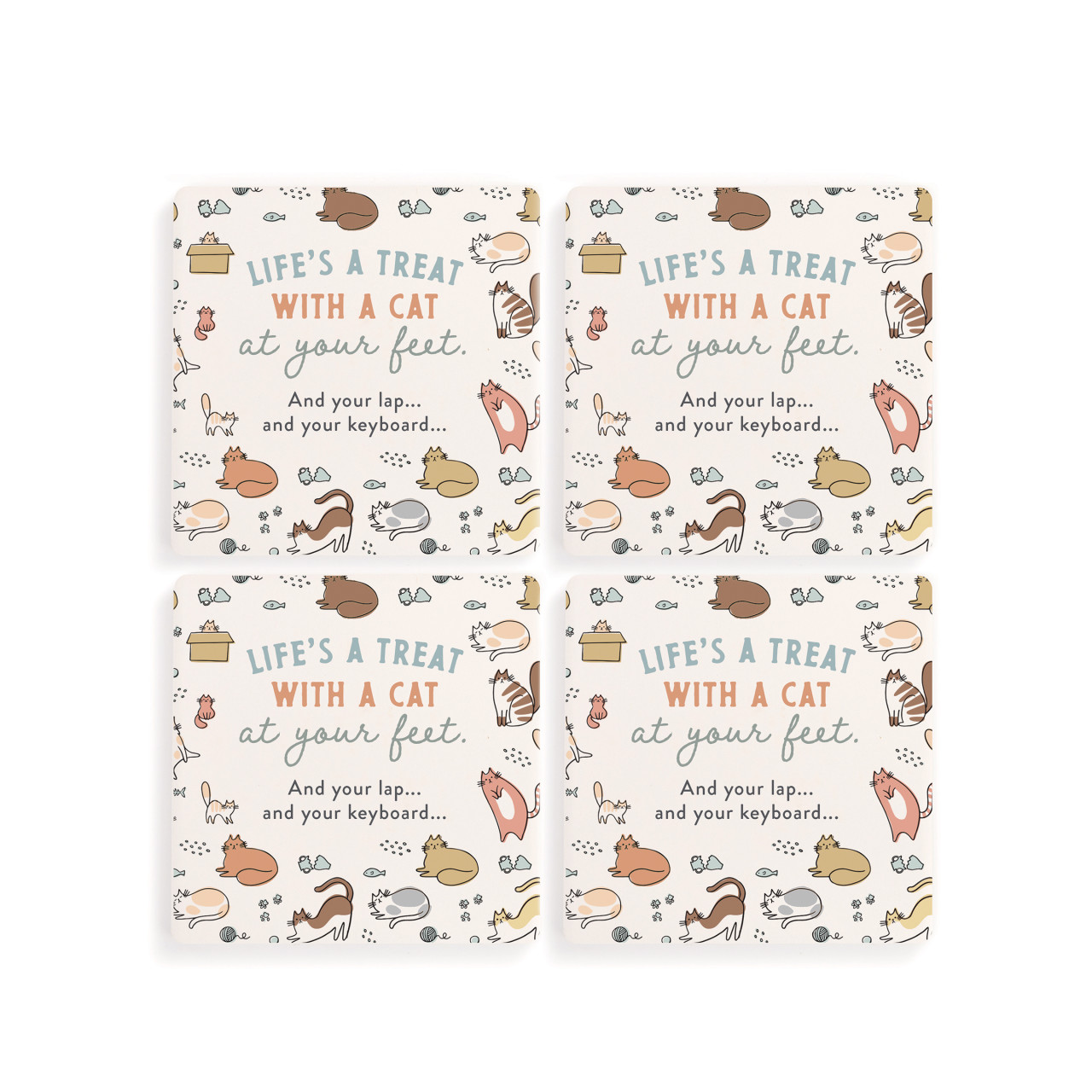 Life's a Treat Cat Coasters - Set of 4 thumbnail