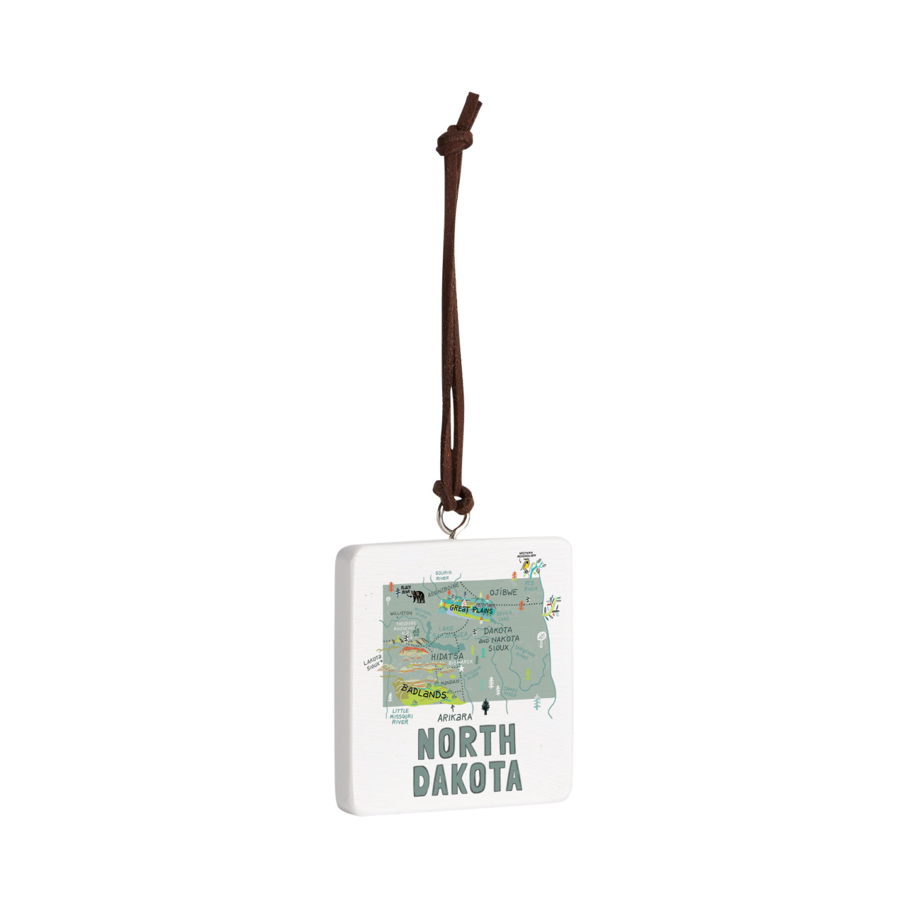 North Dakota State Ornament - Bone thumbnail