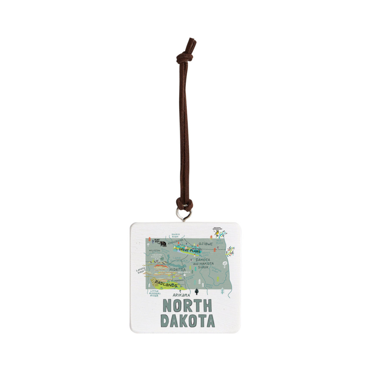 North Dakota State Ornament - Bone thumbnail