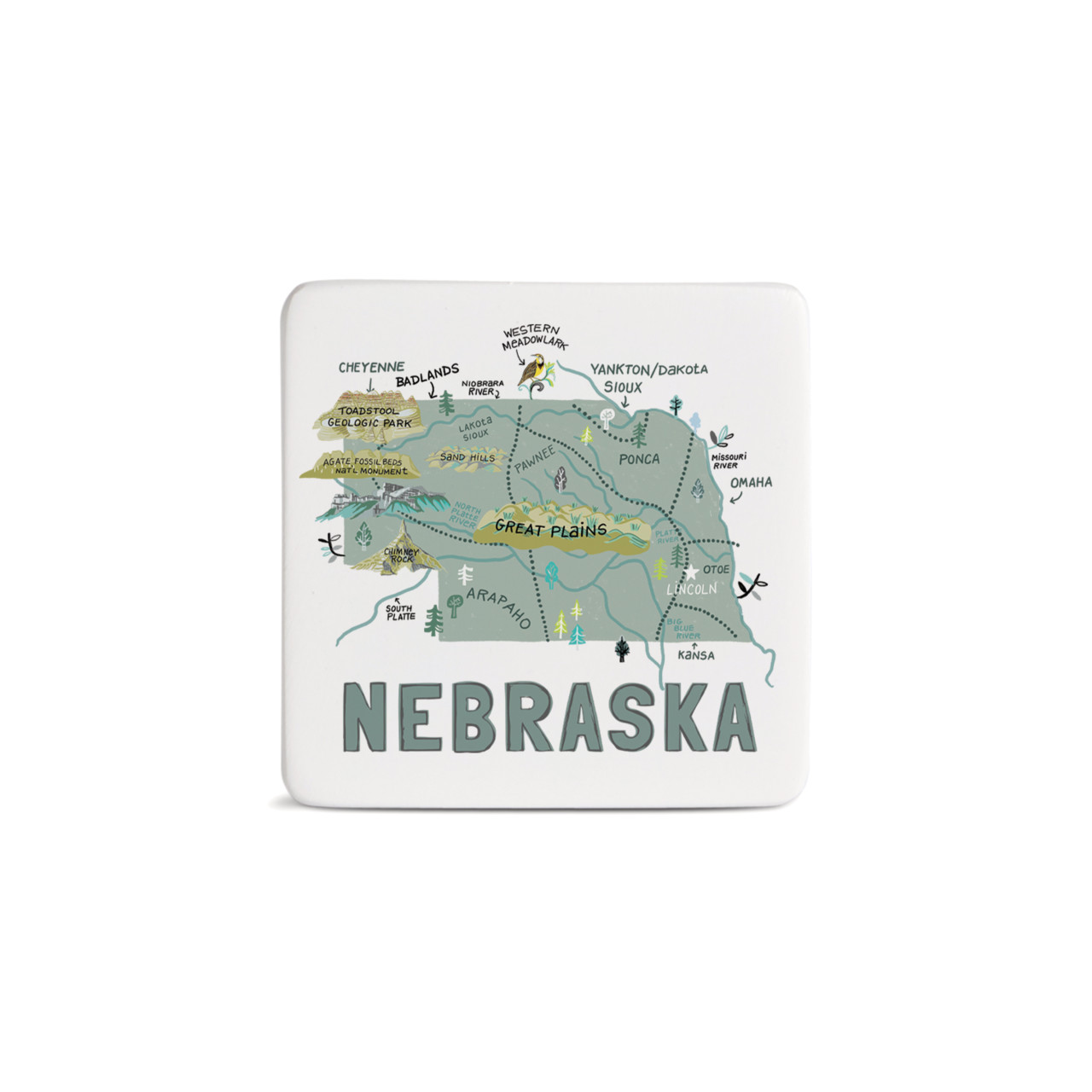 Nebraska State Magnet - Bone thumbnail