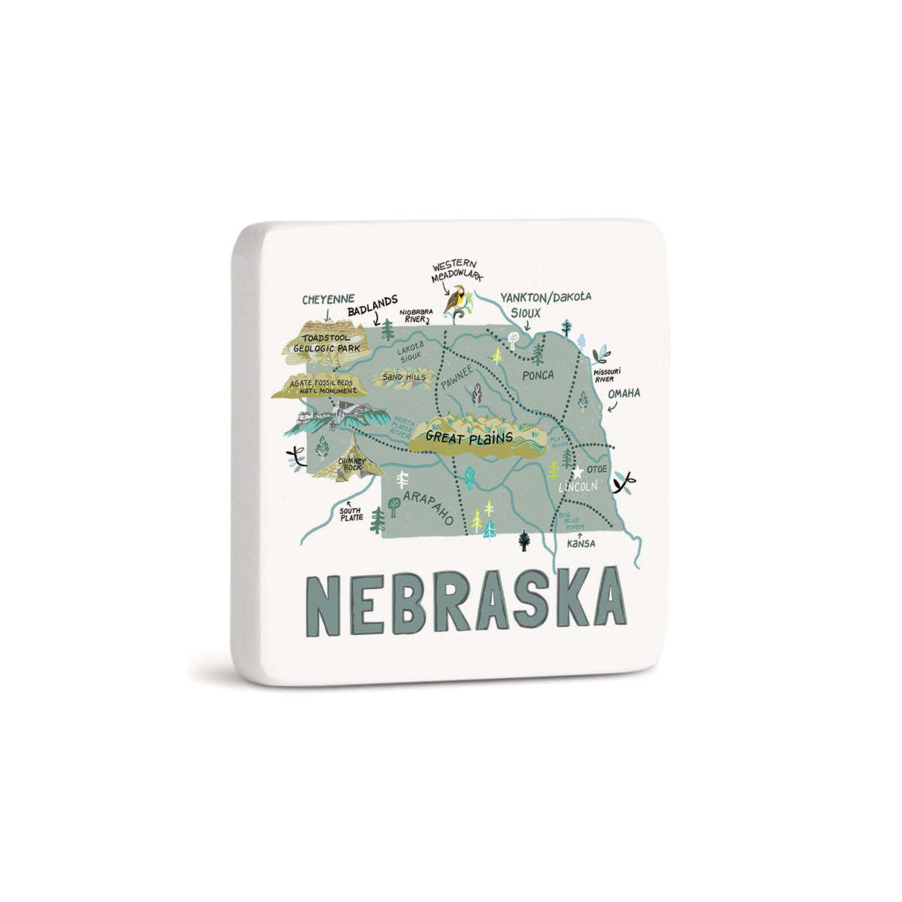 Nebraska State Magnet - Bone thumbnail