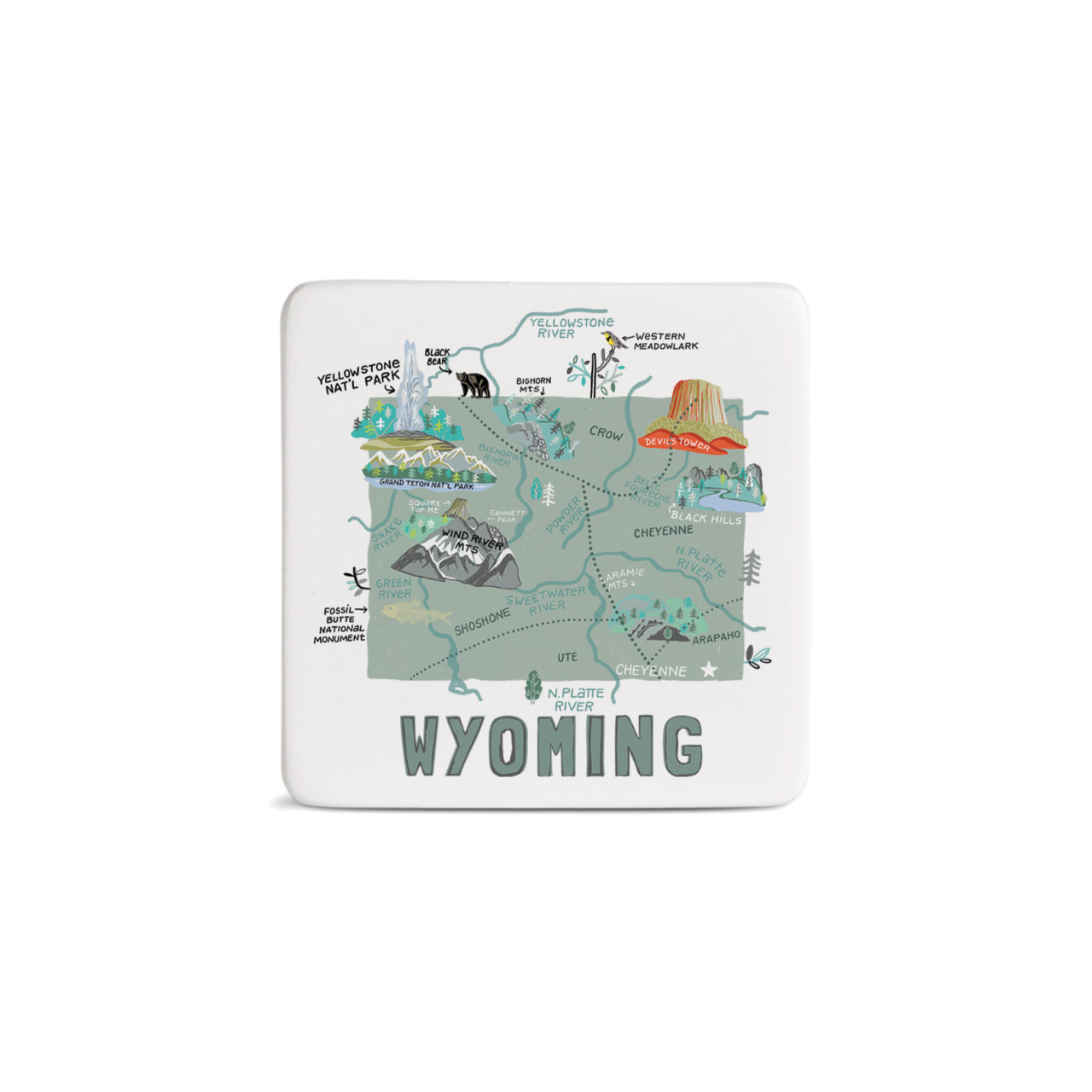 Wyoming State Magnet - Bone thumbnail