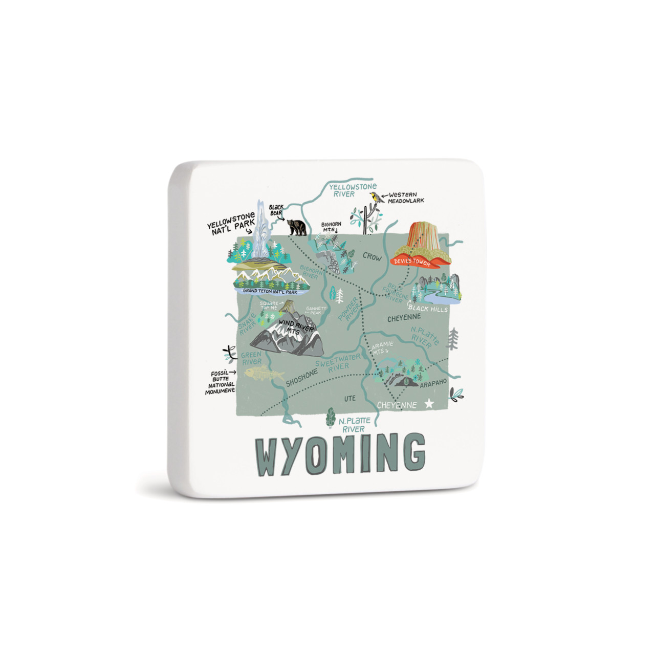 Wyoming State Magnet - Bone thumbnail