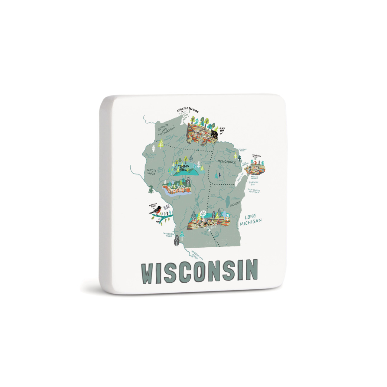 Wisconsin State Magnet - Bone thumbnail