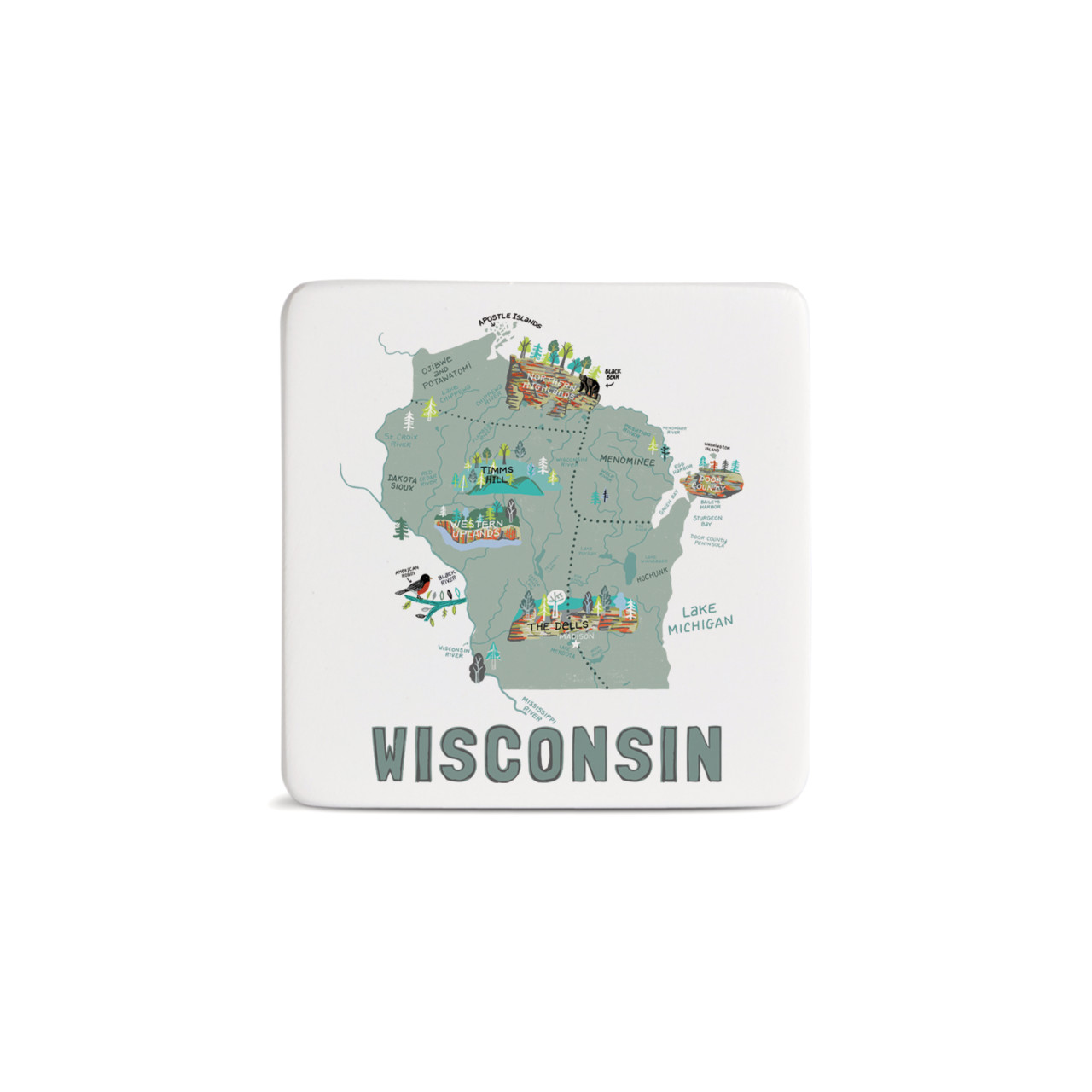 Wisconsin State Magnet - Bone thumbnail