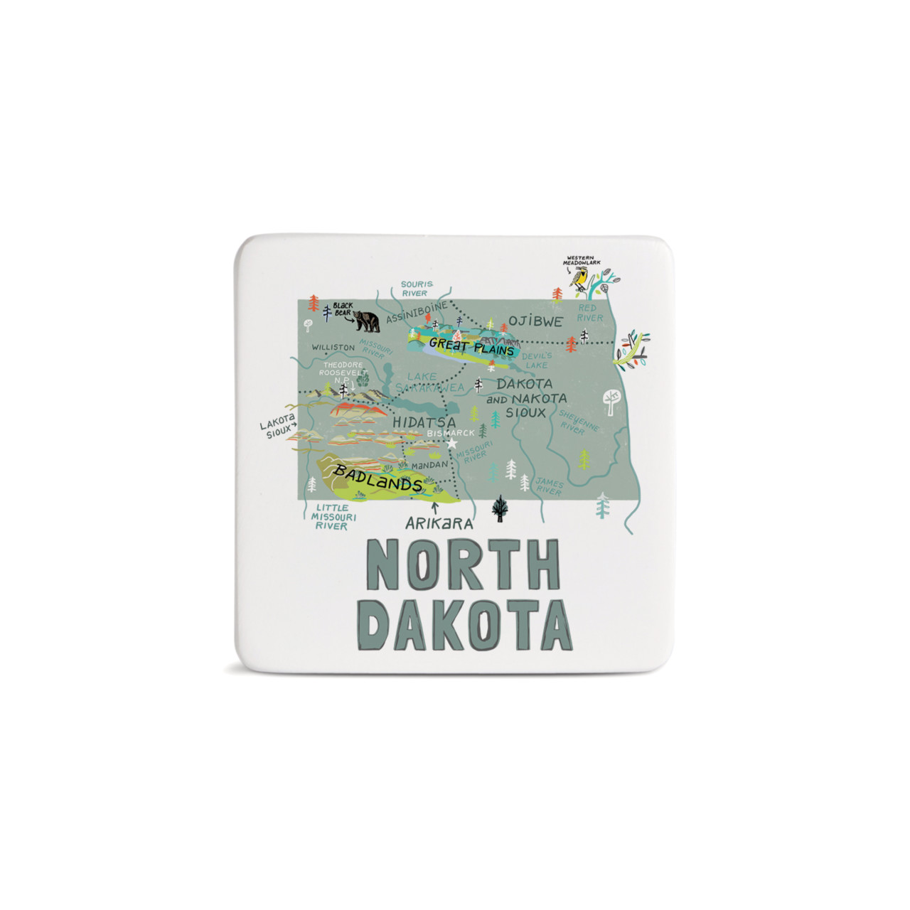 North Dakota State Magnet - Bone thumbnail