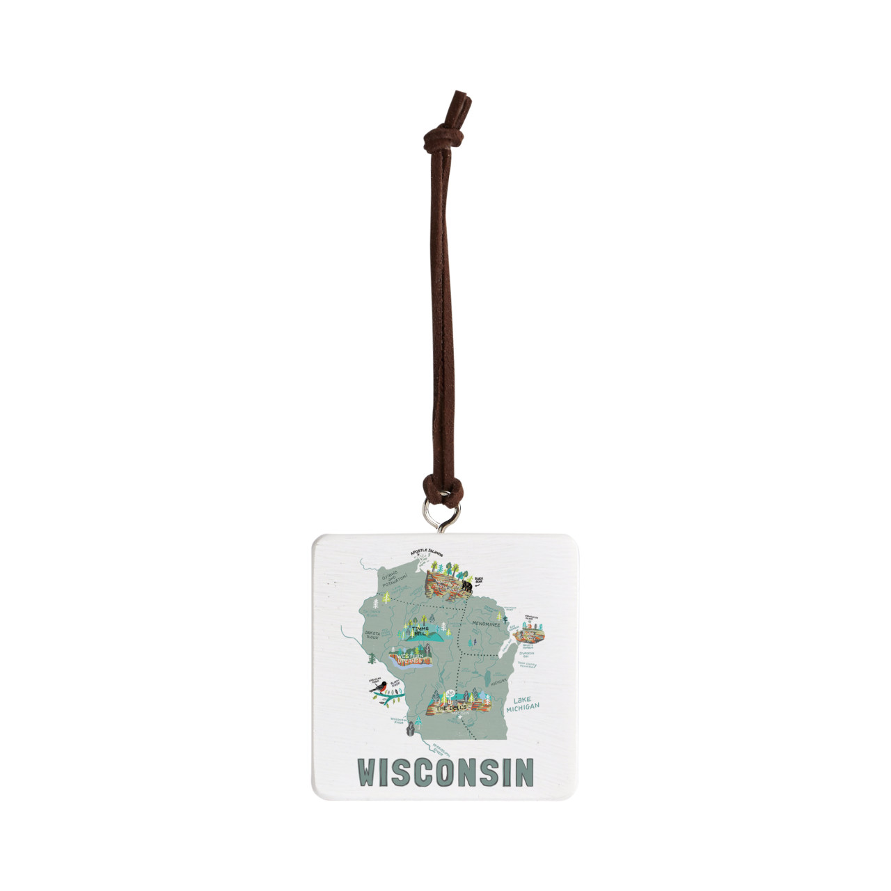 Wisconsin State Ornament - Bone thumbnail