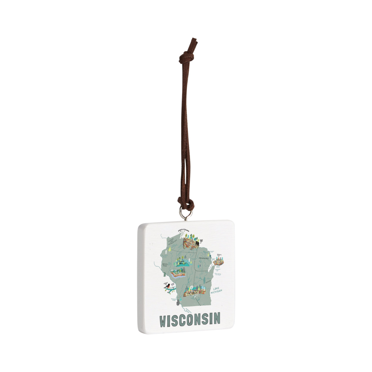 Wisconsin State Ornament - Bone thumbnail