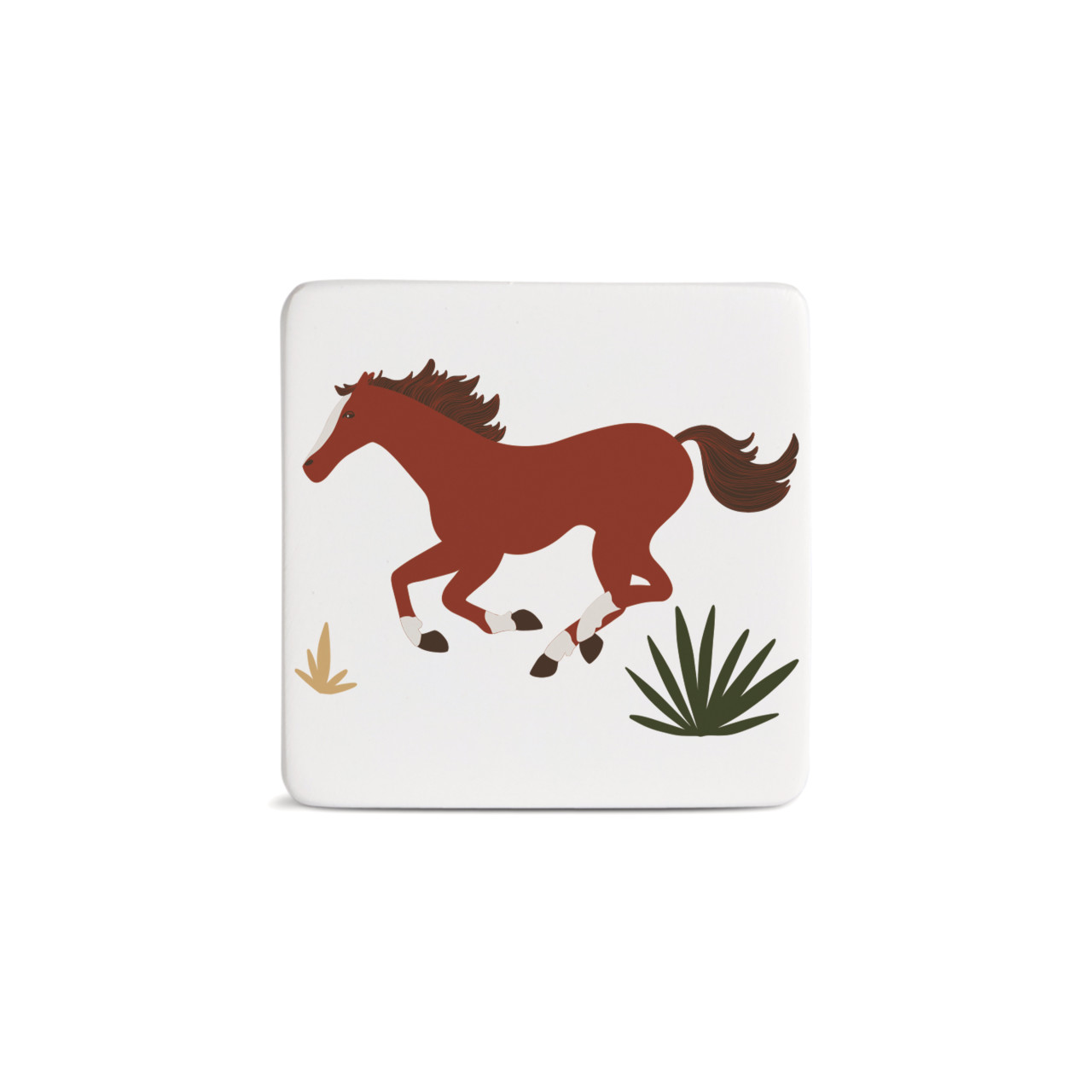 Running Horses Magnet - Bone thumbnail