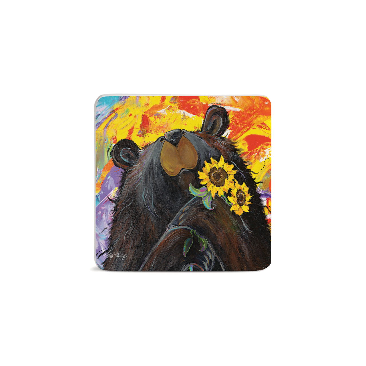 Sunflower Bear Magnet - Bone thumbnail