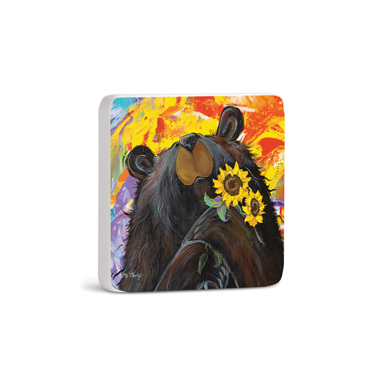 BF Sunflower Bear Magnet - Bone thumbnail