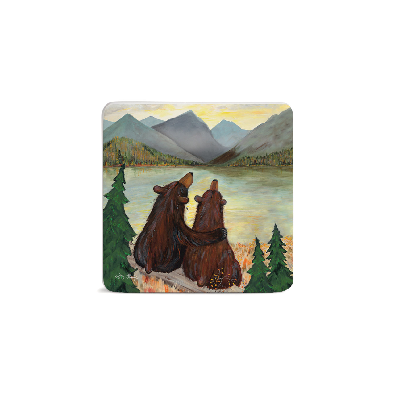 Sunset Bears Magnet - Bone thumbnail