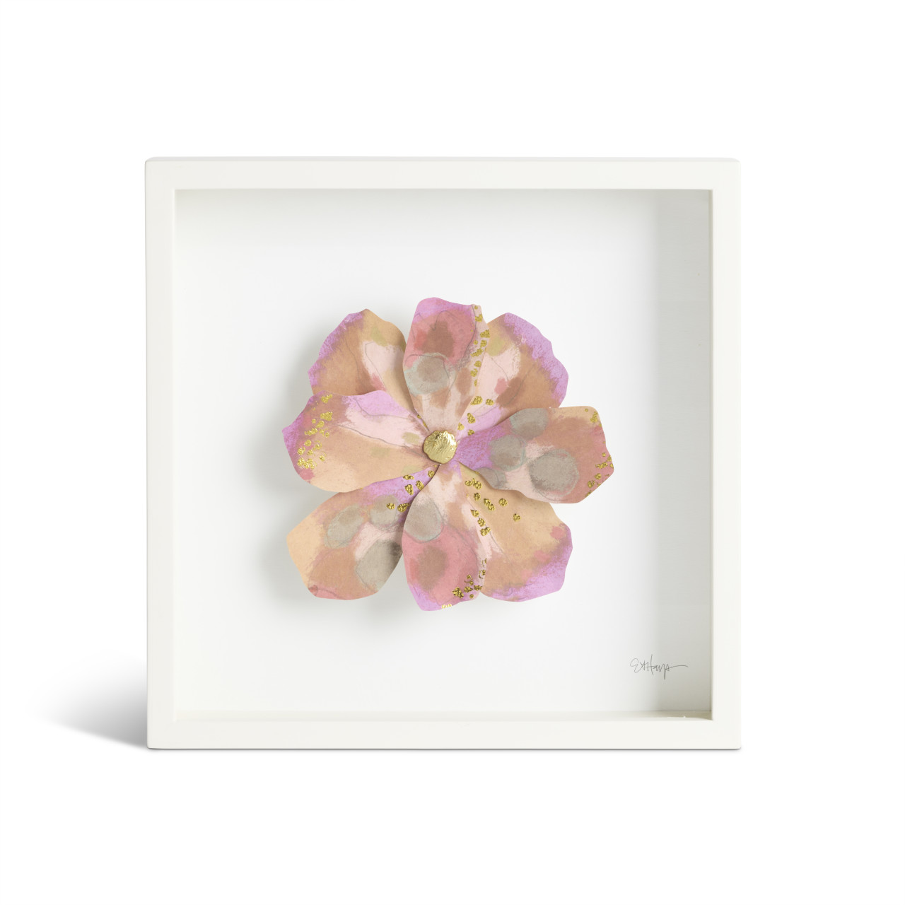 Pink & Orange Flower Wall Art - 10in thumbnail
