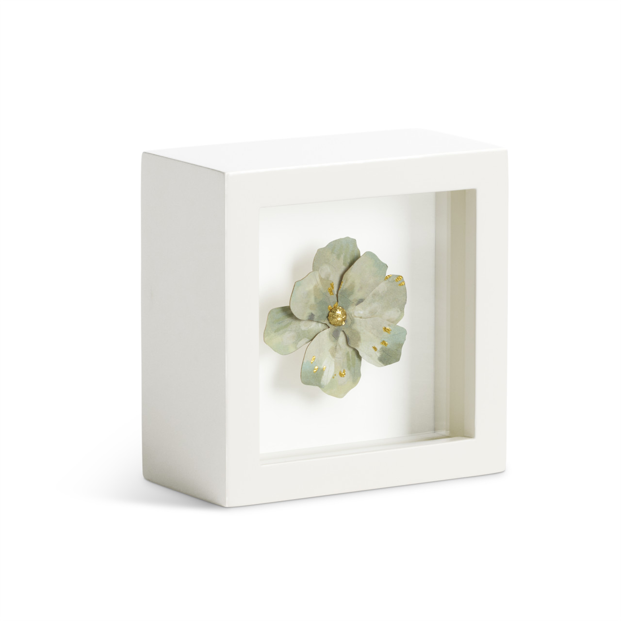 Peace Light Green Flower Shadow Box - 4in thumbnail
