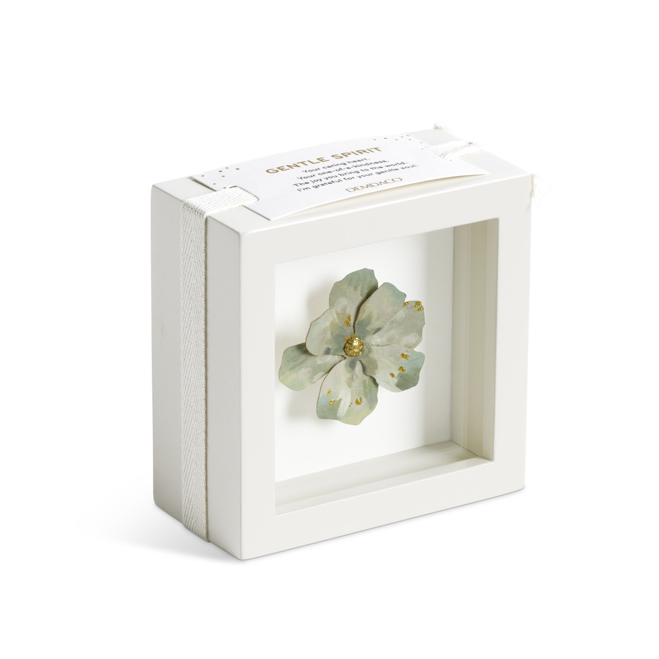 Peace Light Green Flower Shadow Box - 4in thumbnail